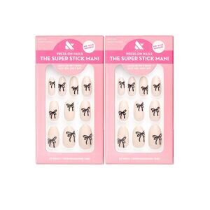 2 Pack Olive & June Super Stick Mani Press-On Fake Nails Dainty Bows 32 each